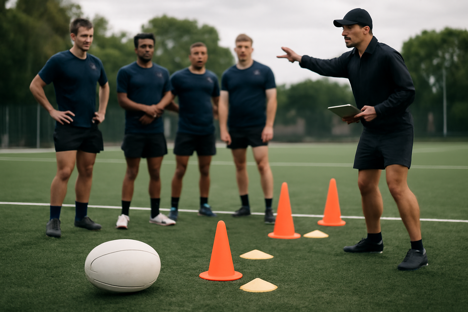 Séance d’entraînement de rugby avec ateliers de vitesse