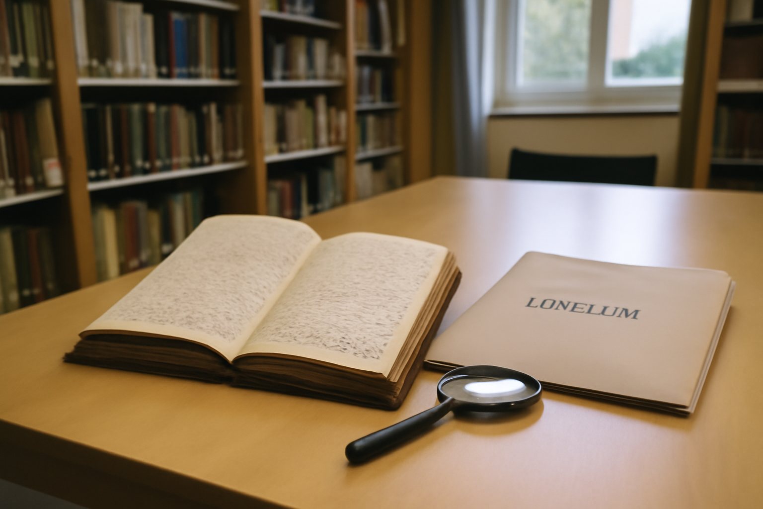 Photo réaliste : nom Chelini sur un document historique, lumière naturelle